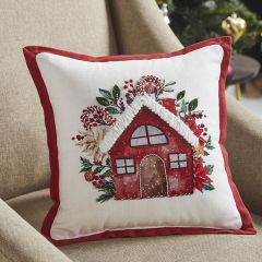 Candy Cane Cottage Square Throw Pillow