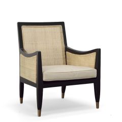 Cane And Wood Cushioned Armchair