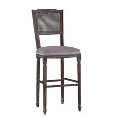Cane Back Gray Cushion Bar Stool