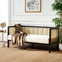 Cane Back Sofa Bench With Cushion