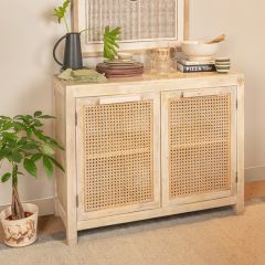 Cane Front 2 Door Accent Cabinet