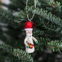Canvas Santa With Gift Ornament
