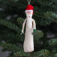 Canvas Santa With Stocking Ornament