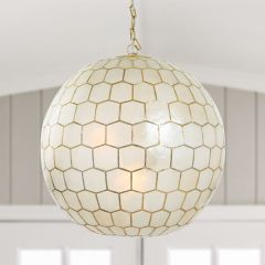 Capiz Shell Honeycomb Globe Pendant Light 20 Inch