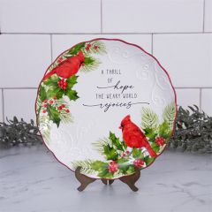 Cardinal and Holly Christmas Plate