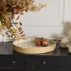 Carved Bark Inspired Round Tray