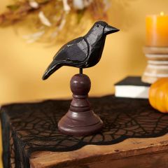 Carved Black Crow on Spindle