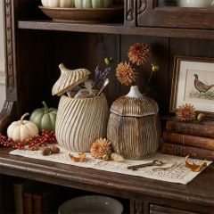 Carved Ceramic Acorn Canister