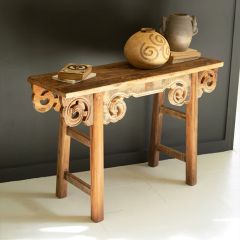 Carved Curlicue Recycled Wood Console