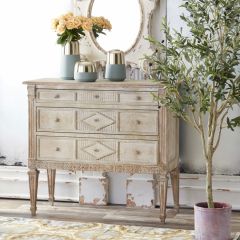 Carved Diamond Front 3 Drawer Chest