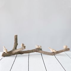 Carved Driftwood Branch with Bird Accents