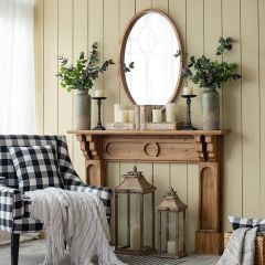 Carved Fir Wood Mantel Shelf