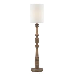 Carved Floor Lamp With Cylinder Shade