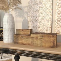 Carved Floral and Flourish Storage Box Set of 3