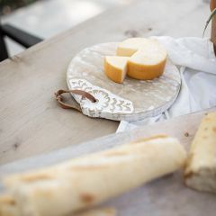 Carved Floral Design Round Cutting Board 8 Inch