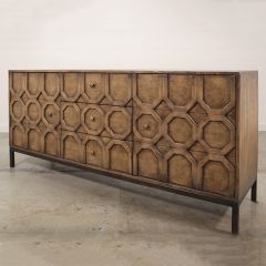 Carved Geometric Pine Sideboard | SHIPS FREE
