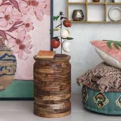 Carved Lines Round Stool Table