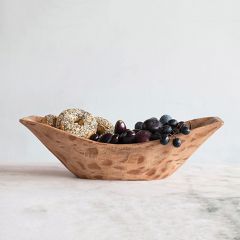 Carved Mango Wood Boat Bowl