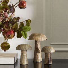Carved Mango Wood Mushroom Set of 3