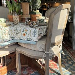 Carved Oak Wood Dining Chair With Cushion