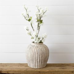 Carved Pattern Terra Cotta Pot