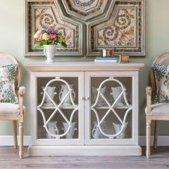 Carved Quatrefoil Console Cabinet