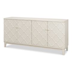 Carved Quatrefoil Pine Sideboard