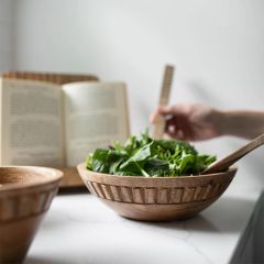 Carved Ridge Mango Wood Bowl