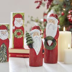 Carved Santa Figurine Set of 2