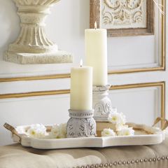 Carved Sculpture Candle Holder Square Base