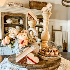 Carved Wooden Candle Stands Set of 2