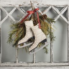 Carved Wooden Ice Skates Wall Decor