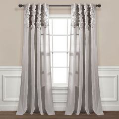 Cascading Ash Faux Linen Curtain Panel