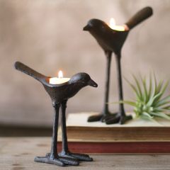 Cast Iron Bird Tea Light Holder Set of 2