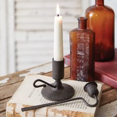 Cast Iron Chamber Candlestick With Snuffer