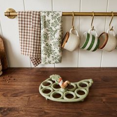 Cast Iron Rooster Egg Holder And Napkin Holder Green