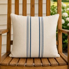 Casual Accents Blue Stripe Cream Throw Pillow