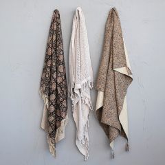 Casual Cotton Throw Blanket With Tassels