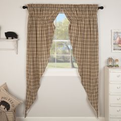 Casual Country Plaid Long Prairie Curtain Panel Set of 2