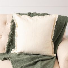 Casual Cream Fringed Accent Pillow