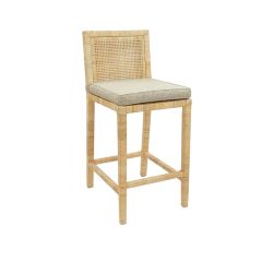 Casual Farmhouse Cushioned Rattan Counter Stool
