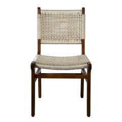 Casual Farmhouse Rope Seat Side Chair