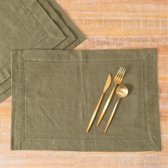 Casual Farmhouse Stonewashed Moss Placemat