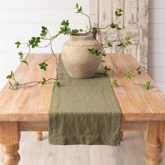 Casual Farmhouse Stonewashed Moss Table Runner