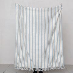 Casual Farmhouse Striped Fringed Throw Blanket