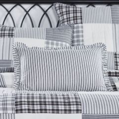 Casual Farmhouse Ticking Stripe Ruffled Pillow