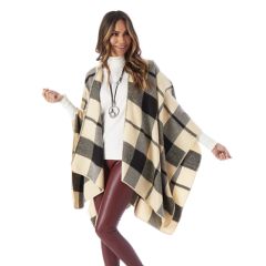 Casual Plaid Cape Sweater