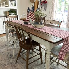 Casual Red and White Stripe Table Runner 108 Inch