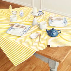 Casual Yellow and White Stripe Table Throw