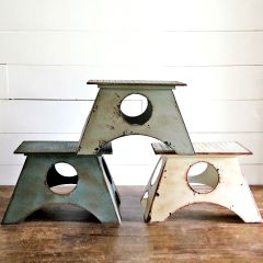 Rustic Colored Step Stools Set of 3